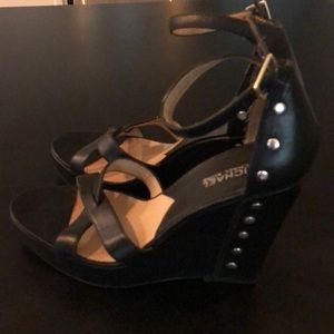 Michael Kors black studded platform heels 81/2